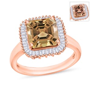 Rhapsody AAAA Turkizite and E-F VS2 Diamond Ring in 18K Rose Gold (Size 6.5) 5.80 Grams 2.85 ctw