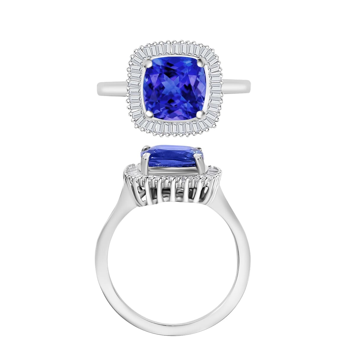 Rhapsody AAAA Tanzanite and E-F VS2 Diamond Ring in 18K White Gold (Size 7.0) 5.60 Grams 2.84 ctw image number 3