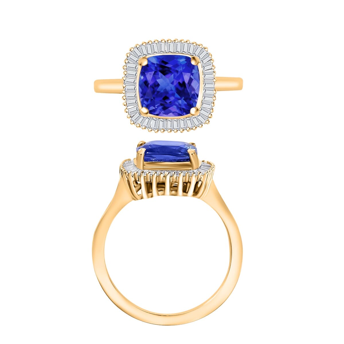 Rhapsody AAAA Tanzanite and E-F VS2 Diamond Ring in 18K Yellow Gold (Size 7.5) 5.60 Grams 2.84 ctw image number 3