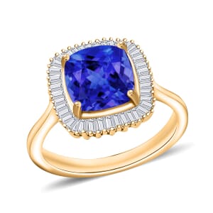 Rhapsody AAAA Tanzanite and E-F VS2 Diamond Ring in 18K Yellow Gold (Size 8.0) 5.60 Grams 2.84 ctw