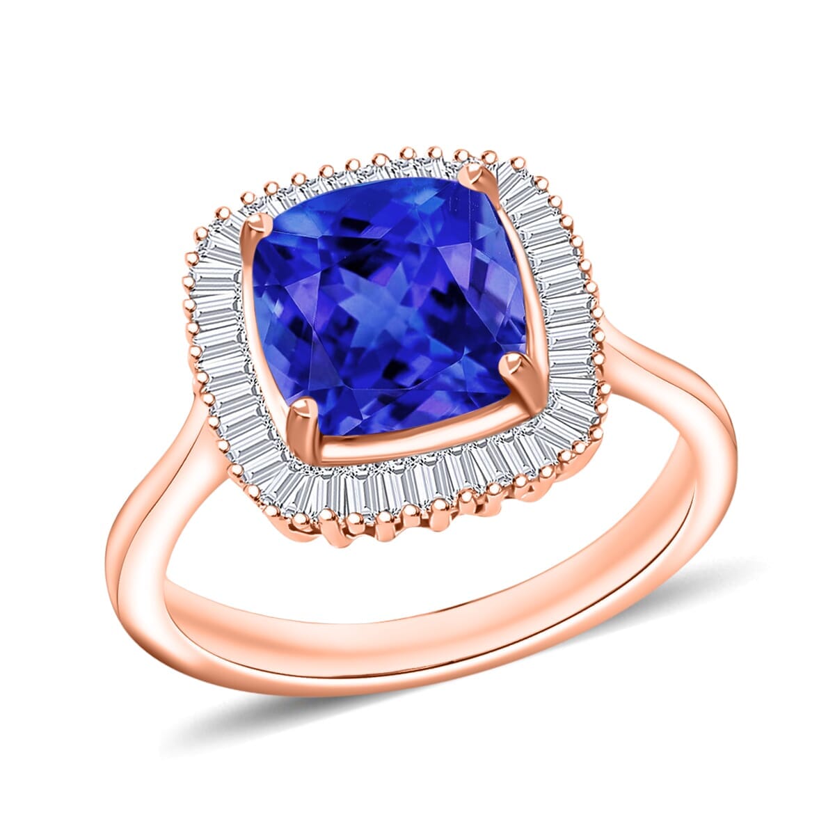 Rhapsody AAAA Tanzanite and E-F VS2 Diamond Ring in 18K Rose Gold (Size 8.5) 5.60 Grams 2.84 ctw image number 0