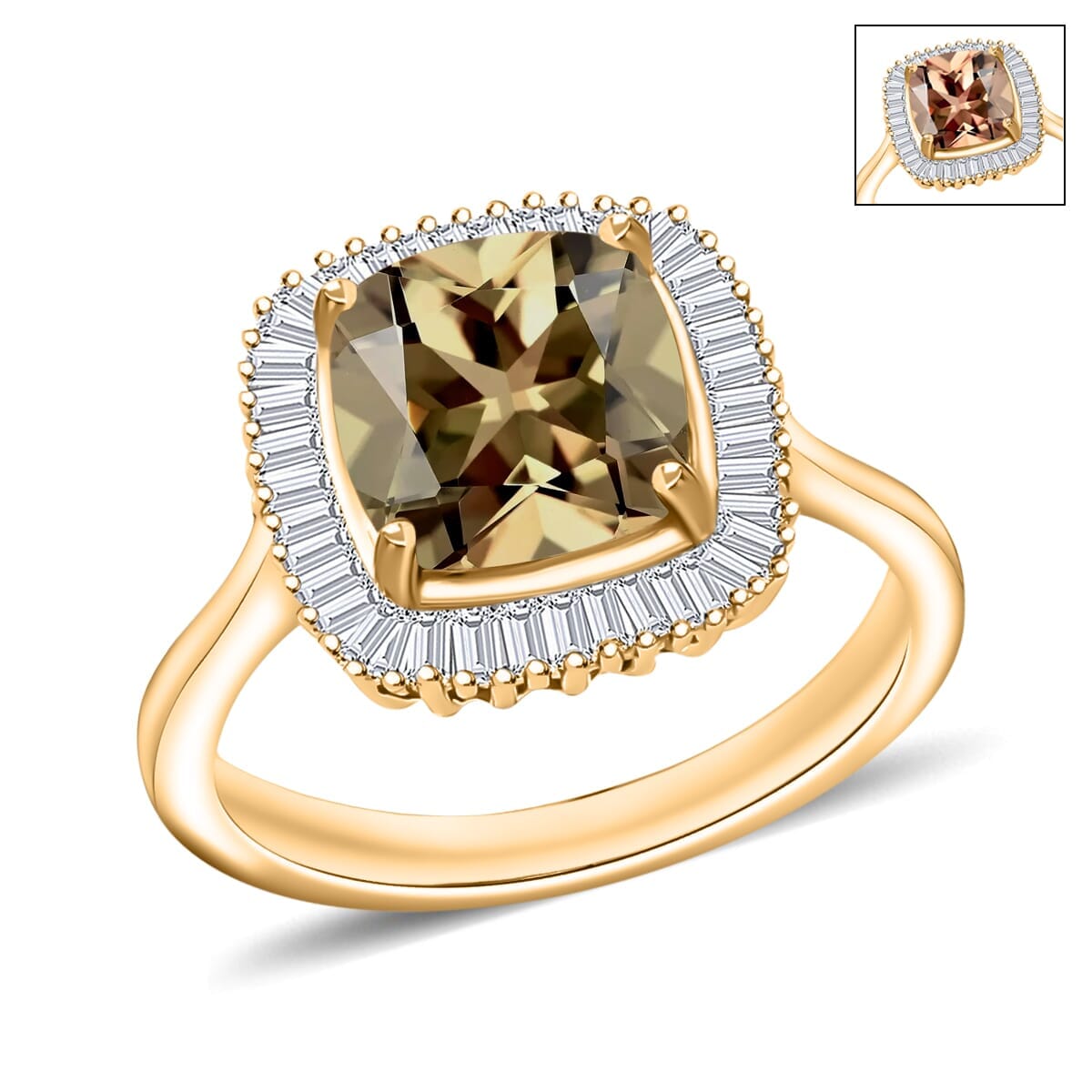 Rhapsody AAAA Turkizite and E-F VS2 Diamond Ring in 18K Yellow Gold (Size 11.5) 5.60 Grams 2.84 ctw image number 0