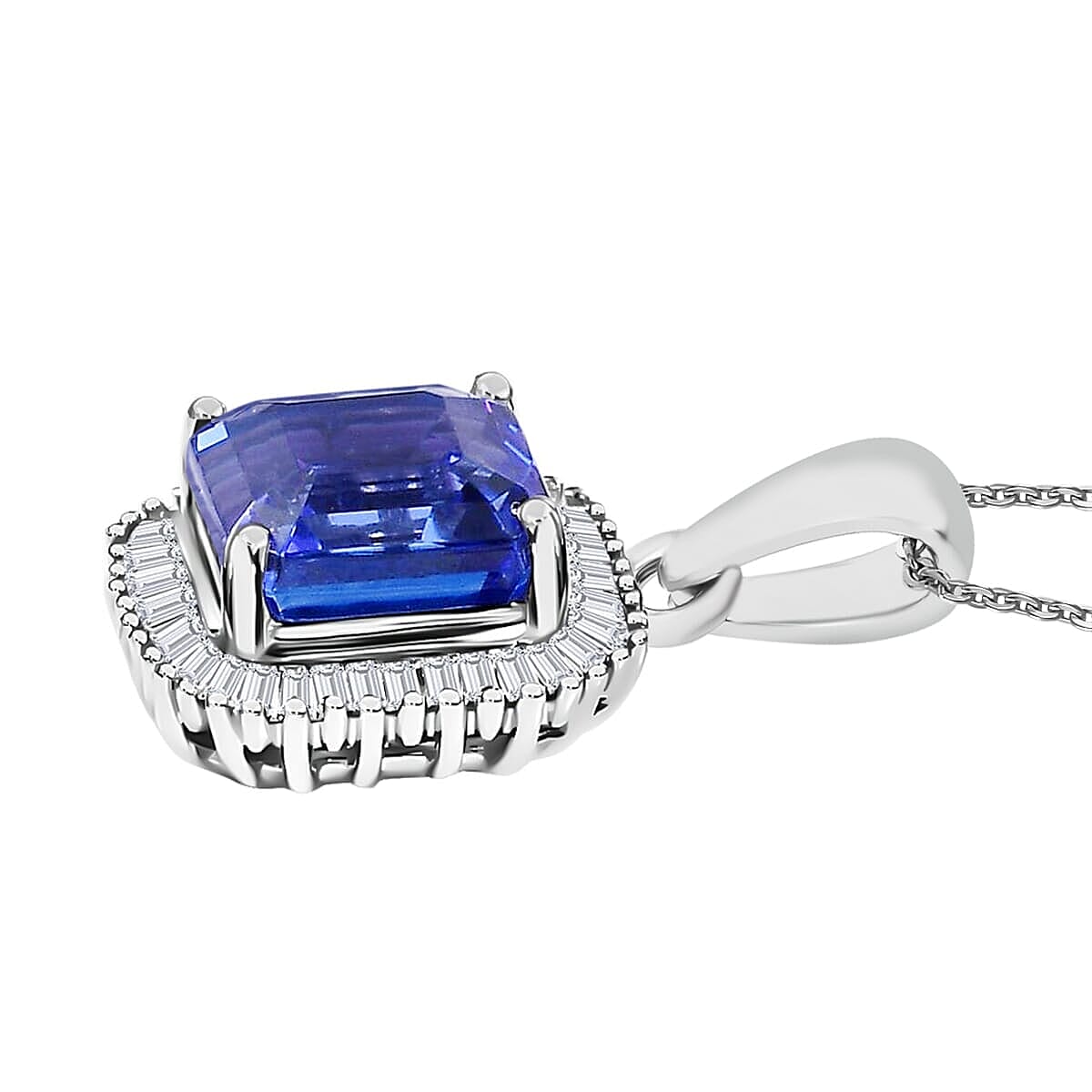Rhapsody AAAA Tanzanite and E-F VS2 Diamond 2.84 ctw Pendant in 18K White Gold (Del. in 10-12 Days)