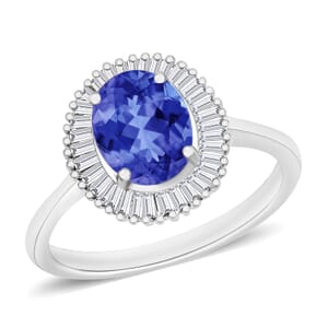 Rhapsody AAAA Tanzanite and E-F VS2 Diamond Ring in 18K White Gold (Size 8.0) 5 Grams 1.71 ctw