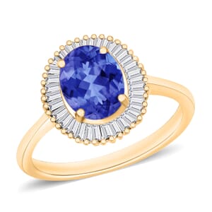 Rhapsody AAAA Tanzanite and E-F VS2 Diamond Ring in 18K Yellow Gold (Size 11.0) 5 Grams 1.71 ctw