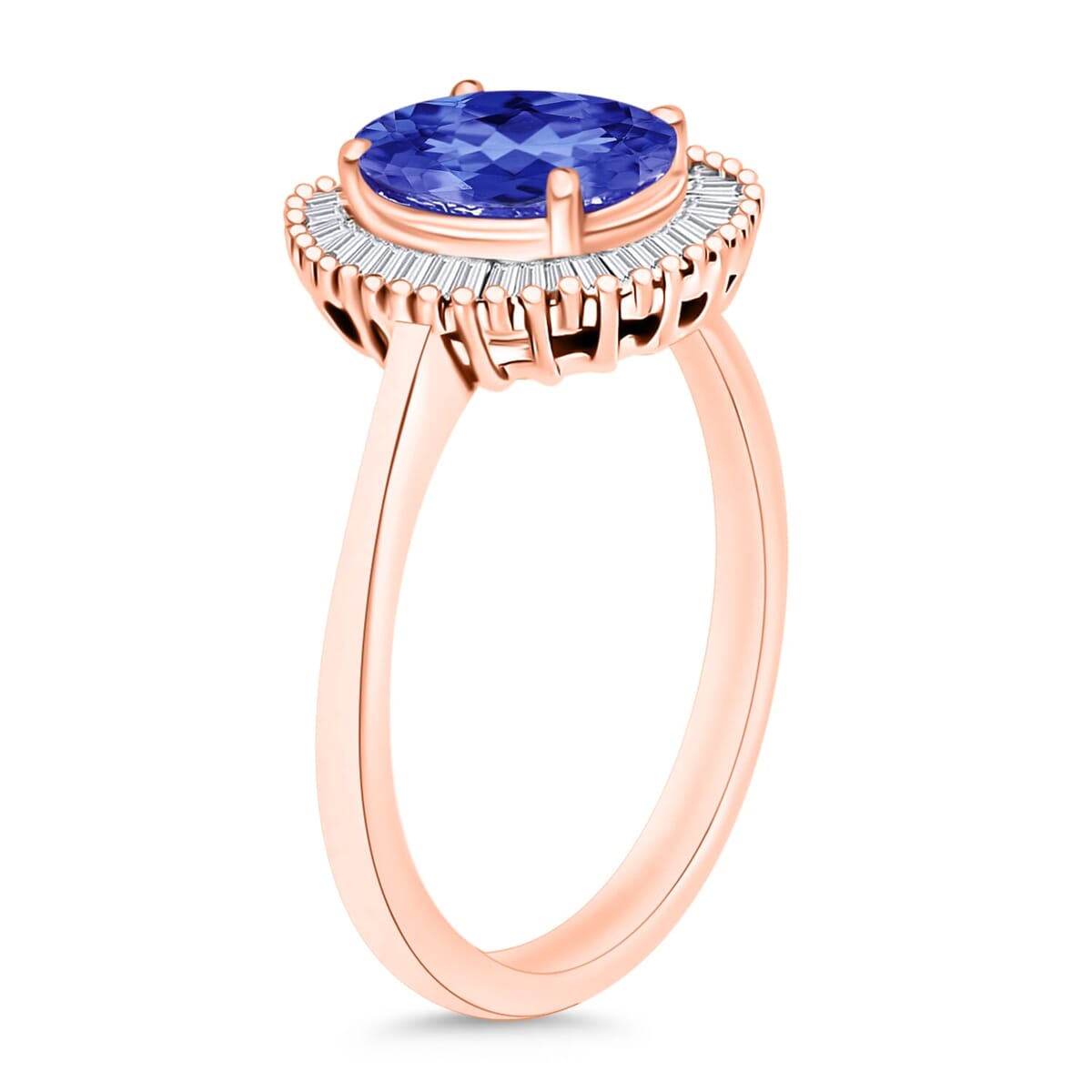 Rhapsody AAAA Tanzanite and E-F VS2 Diamond Ring in 18K Rose Gold (Size 7.0) 5 Grams 1.56 ctw image number 2