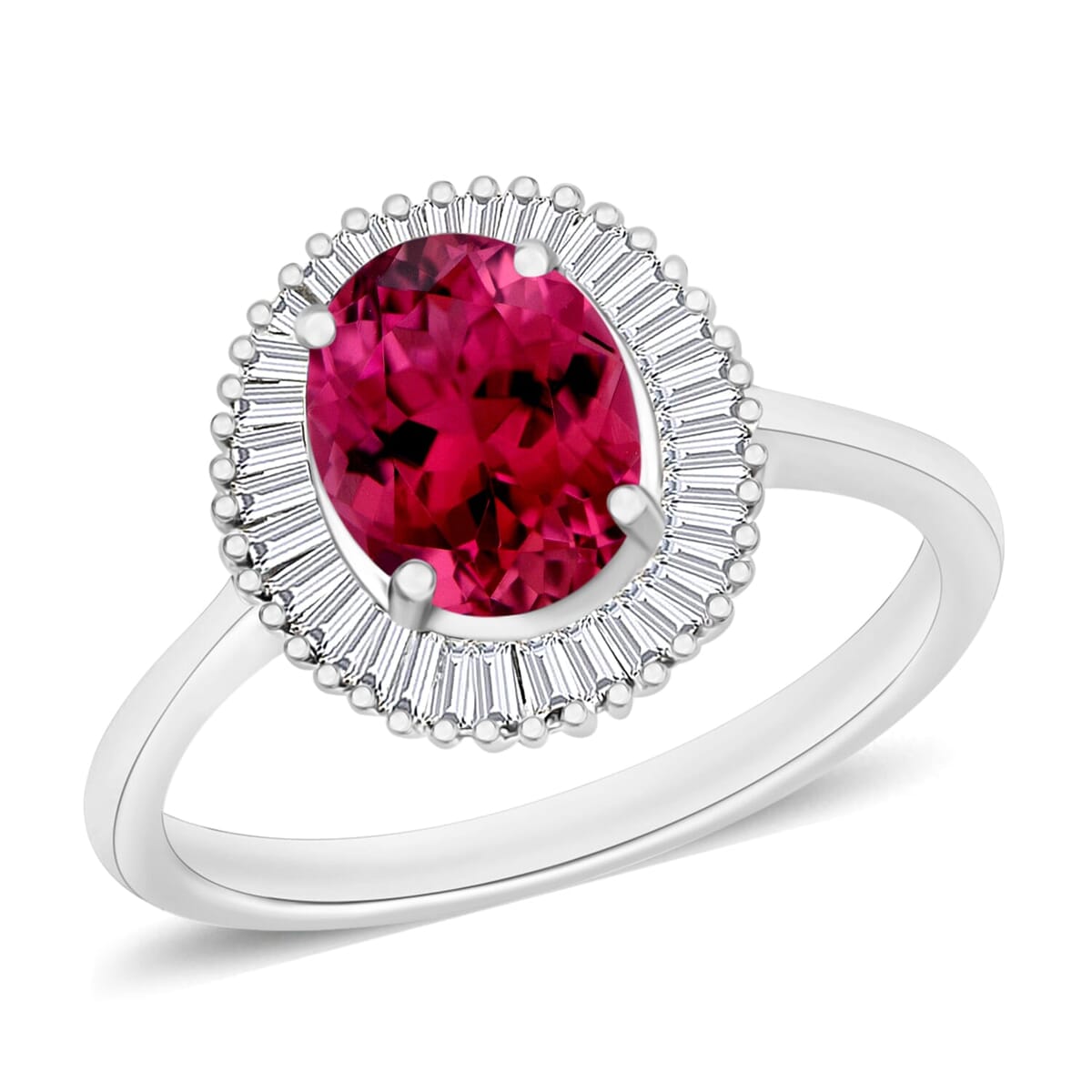 Rhapsody AAAA Ouro Fino Rubellite and E-F VS2 Diamond Ring in 18K White Gold (Size 5.5) 5 Grams 1.66 ctw image number 0