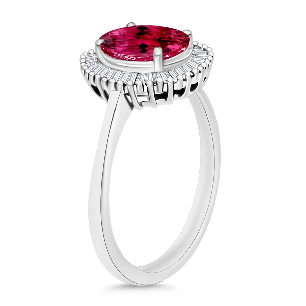 Rhapsody AAAA Ouro Fino Rubellite and E-F VS2 Diamond Ring in 18K White Gold (Size 5.5) 5 Grams 1.66 ctw image number 2