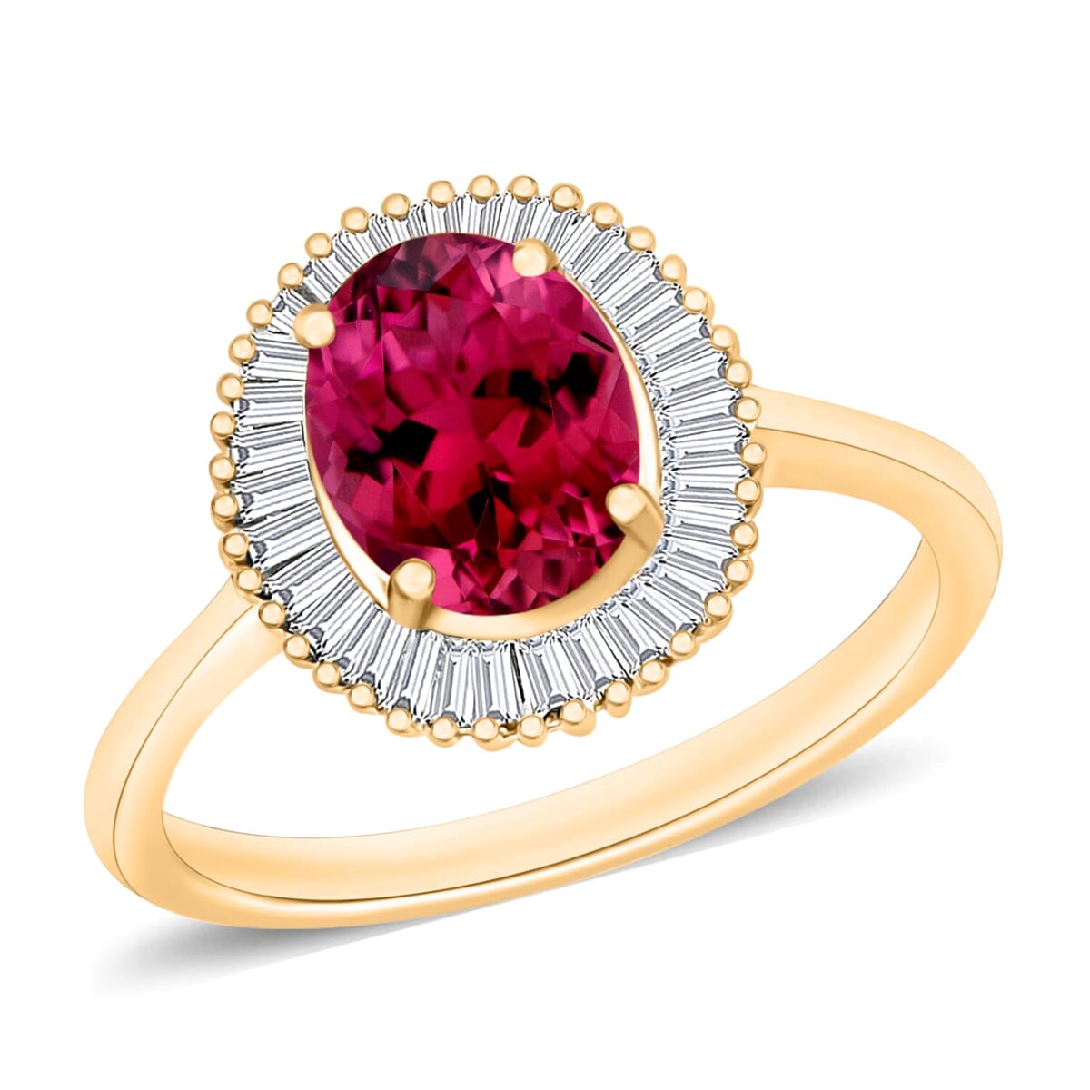 Rhapsody AAAA Ouro Fino Rubellite and E-F VS2 Diamond Ring in 18K Yellow Gold (Size 12.0) 5 Grams 1.66 ctw image number 0