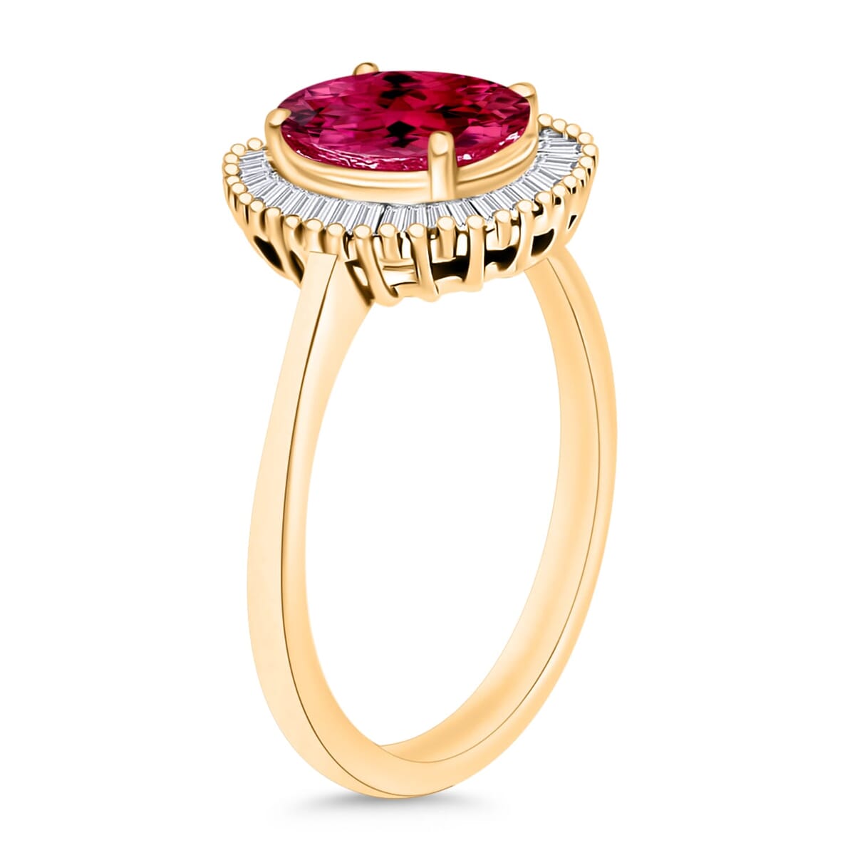 Rhapsody AAAA Ouro Fino Rubellite and E-F VS2 Diamond Ring in 18K Yellow Gold (Size 12.0) 5 Grams 1.66 ctw image number 2