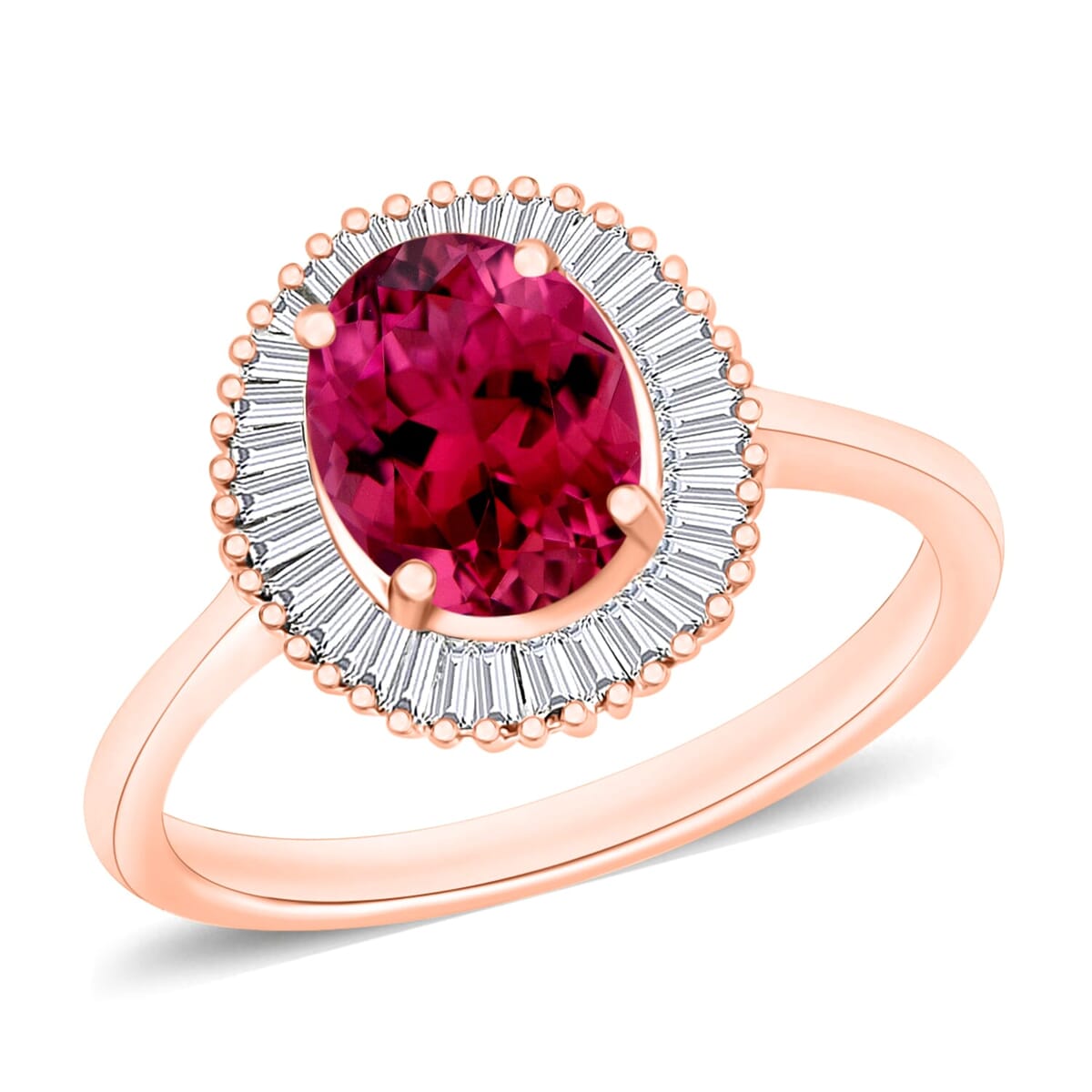 Rhapsody AAAA Ouro Fino Rubellite and E-F VS2 Diamond Ring in 18K Rose Gold (Size 11.5) 5 Grams 1.66 ctw image number 0