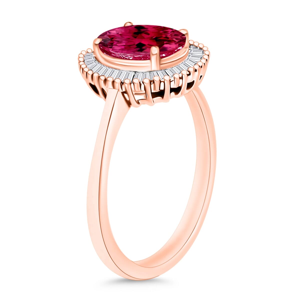 Rhapsody AAAA Ouro Fino Rubellite and E-F VS2 Diamond Ring in 18K Rose Gold (Size 11.5) 5 Grams 1.66 ctw image number 2