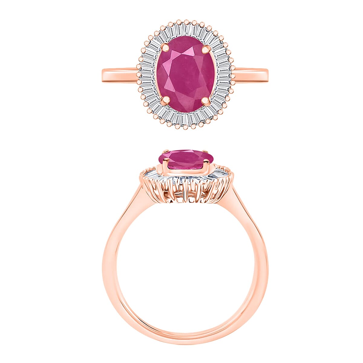 Rhapsody AAAA Mozambique Ruby and E-F VS2 Diamond Ring in 18K Rose Gold (Size 4.0) 1.90 ctw image number 3