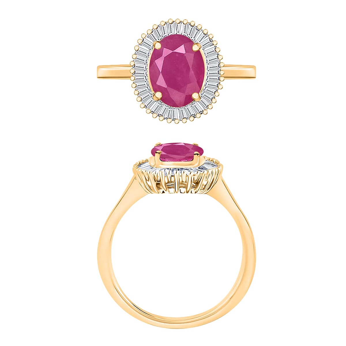 Rhapsody AAAA Mozambique Ruby and E-F VS2 Diamond Ring in 18K Yellow Gold (Size 10.5) 1.90 ctw image number 3