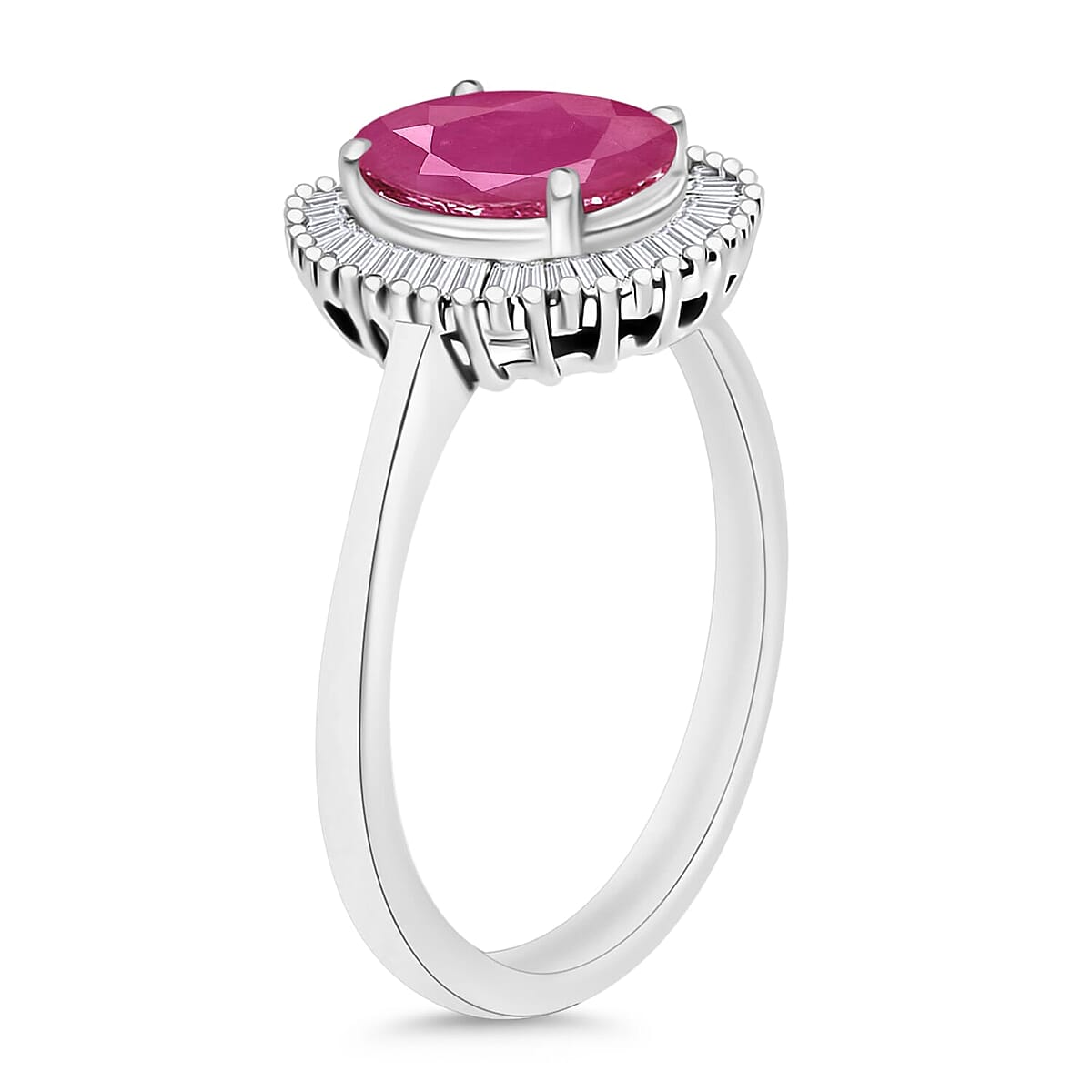 Rhapsody AAAA Mozambique Ruby and E-F VS2 Diamond Ring in 18K White Gold (Size 7.0) 1.90 ctw image number 2