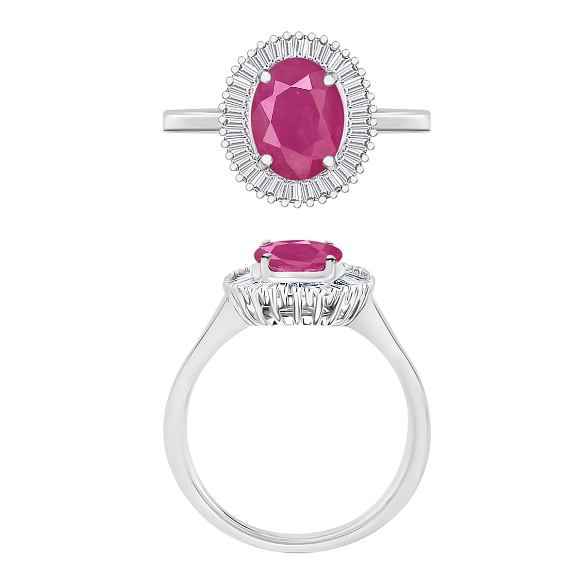 Rhapsody AAAA Mozambique Ruby and E-F VS2 Diamond Ring in 18K White Gold (Size 7.0) 1.90 ctw image number 3