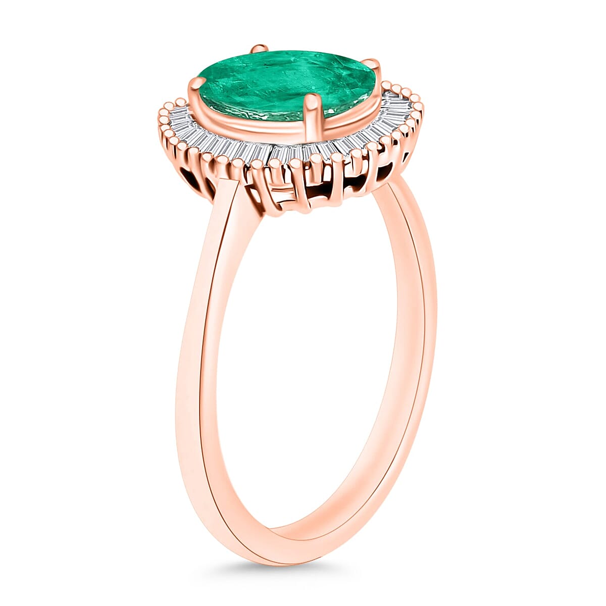 Rhapsody AAAA Kagem Zambian Emerald and E-F VS2 Diamond Ring in 18K Rose Gold (Size 10.0) 1.60 ctw image number 2