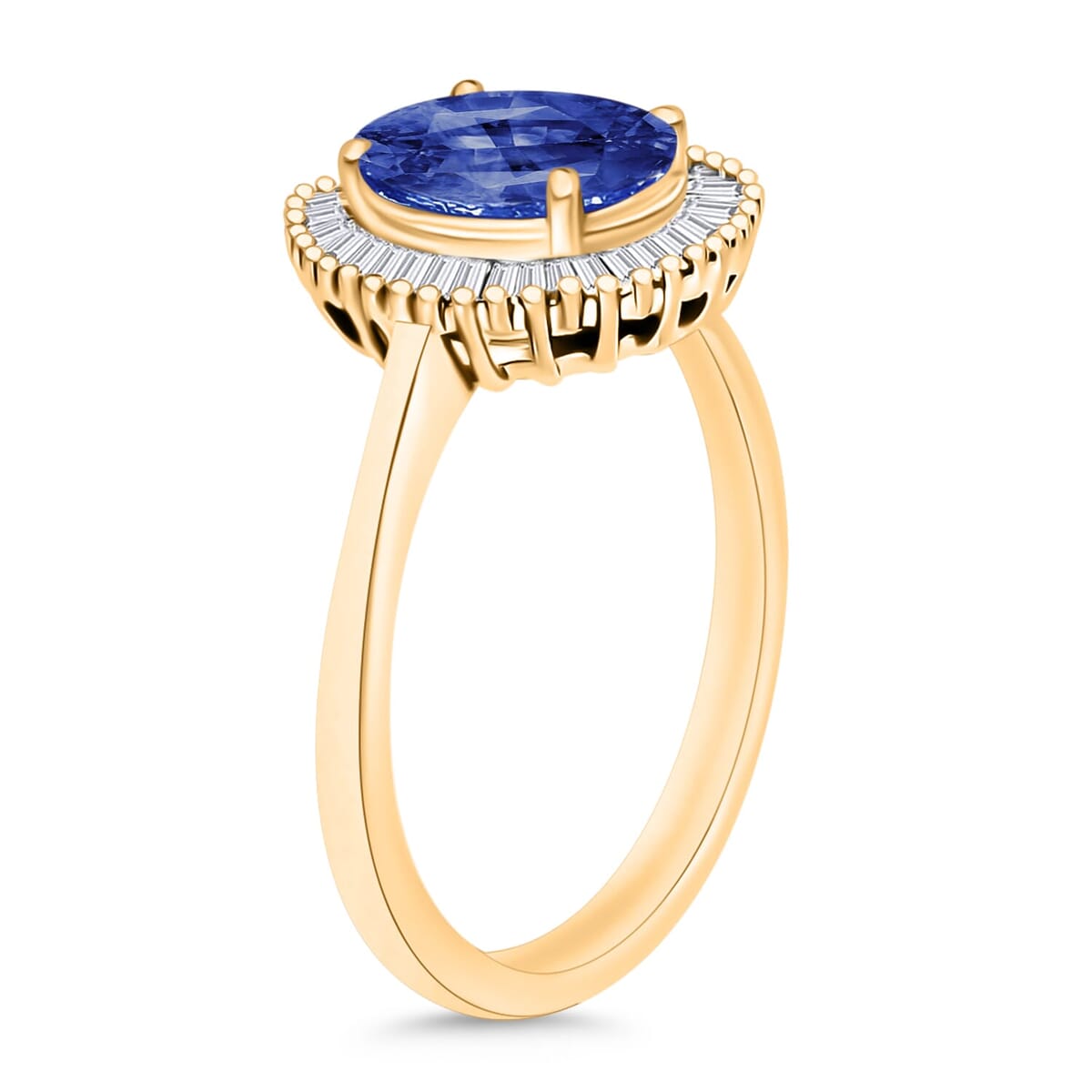 Rhapsody AAAA Ceylon Blue Sapphire and E-F VS2 Diamond Ring in 18K Yellow Gold (Size 9.0) 5 Grams 1.76 ctw image number 2