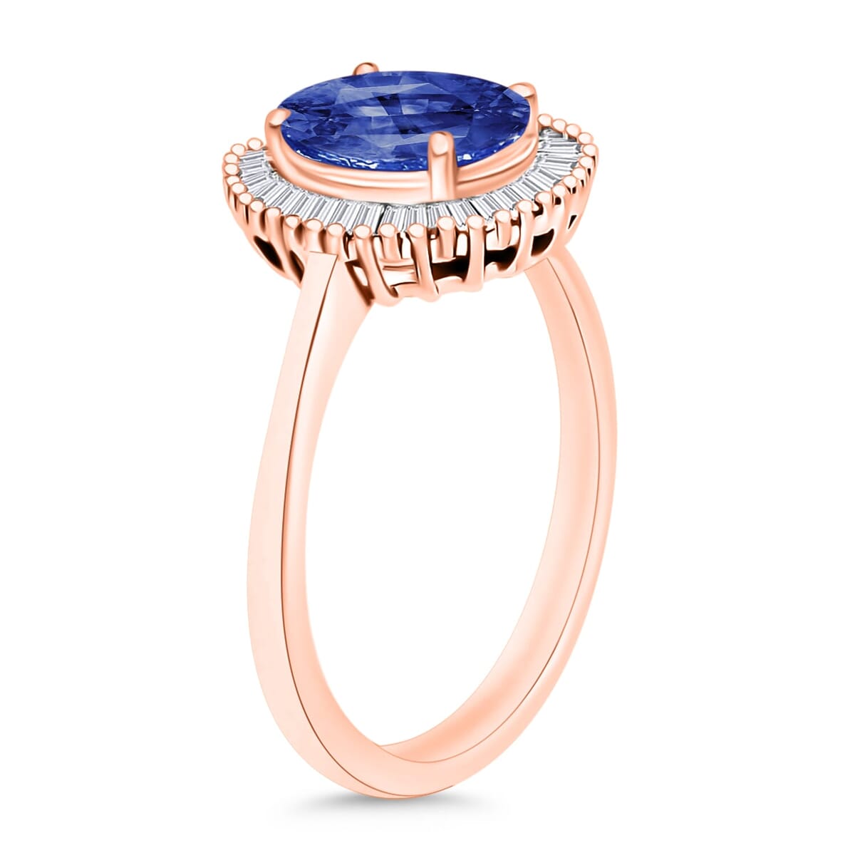 Rhapsody AAAA Ceylon Blue Sapphire and E-F VS2 Diamond Ring in 18K Rose Gold (Size 5.5) 5 Grams 1.76 ctw image number 2