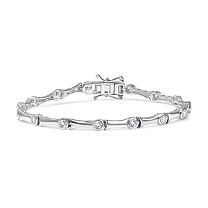 Karis White Zircon 2.40 ctw Bamboo Bracelet in Platinum Bond (7.25 In)