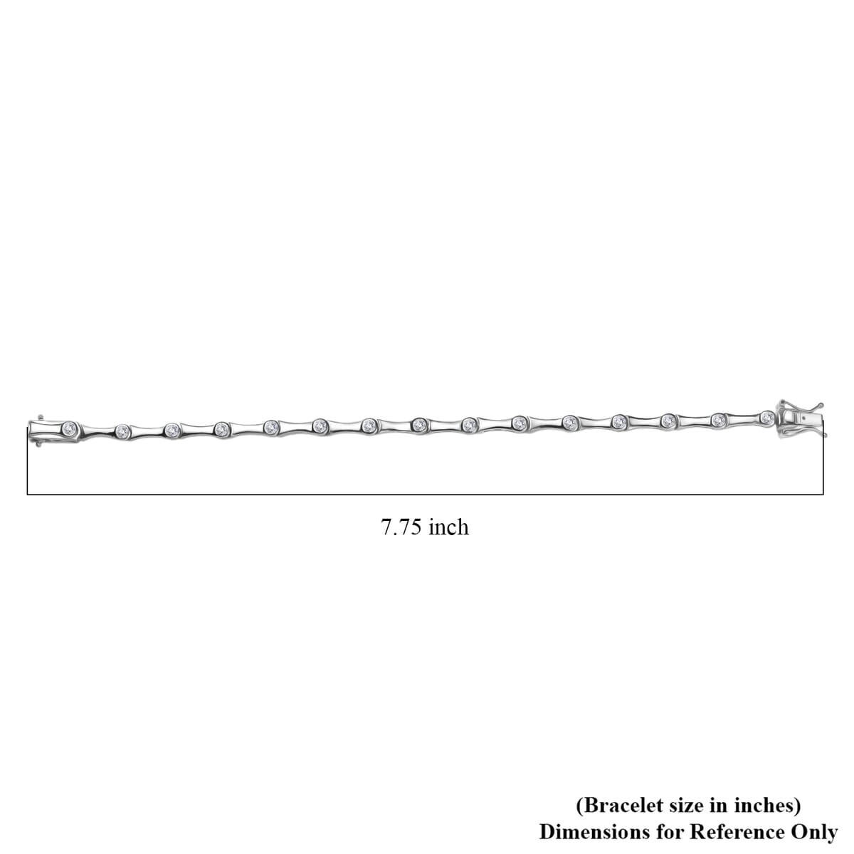 Karis White Zircon 2.40 ctw Bamboo Bracelet in Platinum Bond (7.25 In) image number 4
