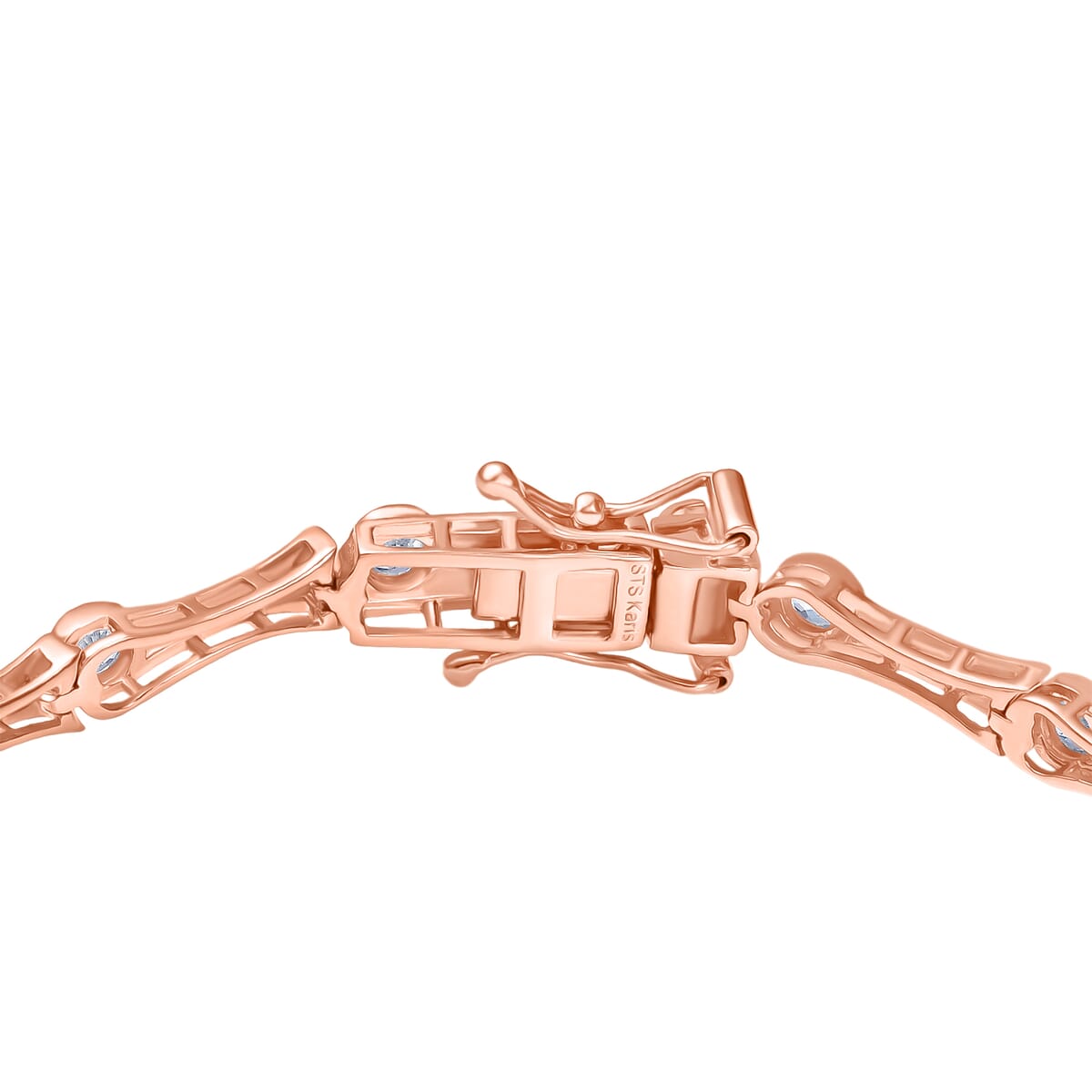 Karis White Zircon 2.40 ctw Bamboo Bracelet in 18K Rose Gold Plated (7.25 In) image number 3