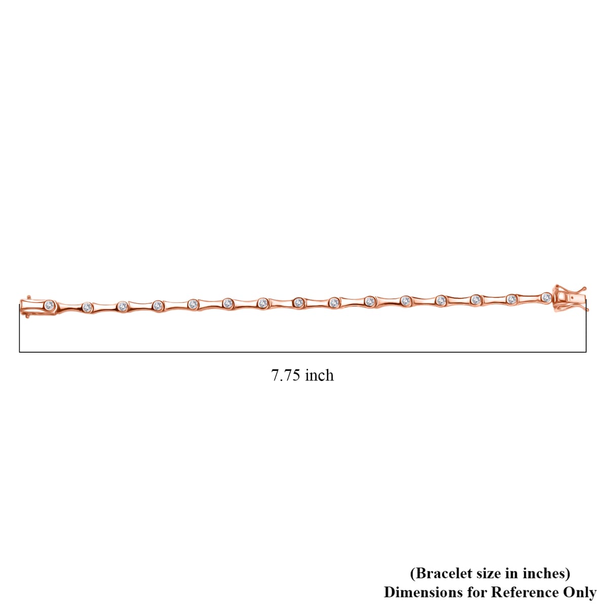 Karis White Zircon 2.40 ctw Bamboo Bracelet in 18K Rose Gold Plated (7.25 In) image number 4