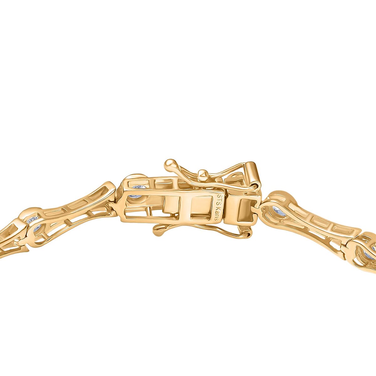 Karis White Zircon 2.40 ctw Bamboo Bracelet in 18K Yellow Gold Plated (7.25 In) image number 3