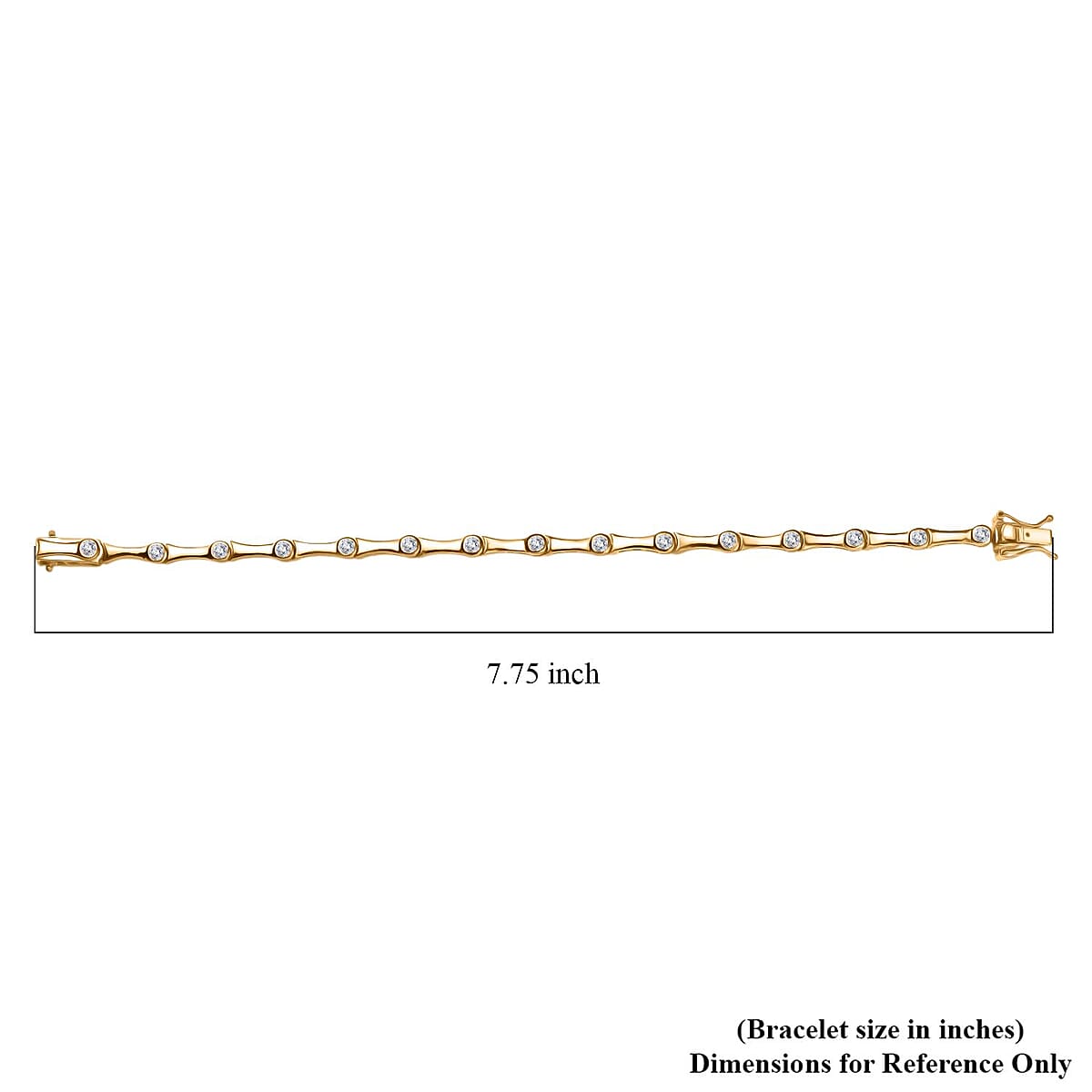 Karis White Zircon 2.40 ctw Bamboo Bracelet in 18K Yellow Gold Plated (7.25 In) image number 4