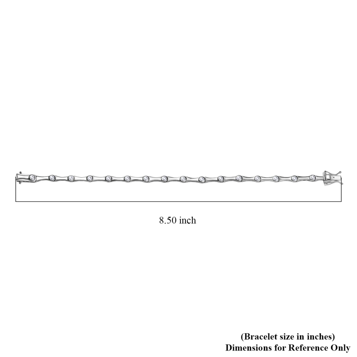 Karis White Zircon 2.60 ctw Bamboo Bracelet in Platinum Bond (8.00 In) image number 4