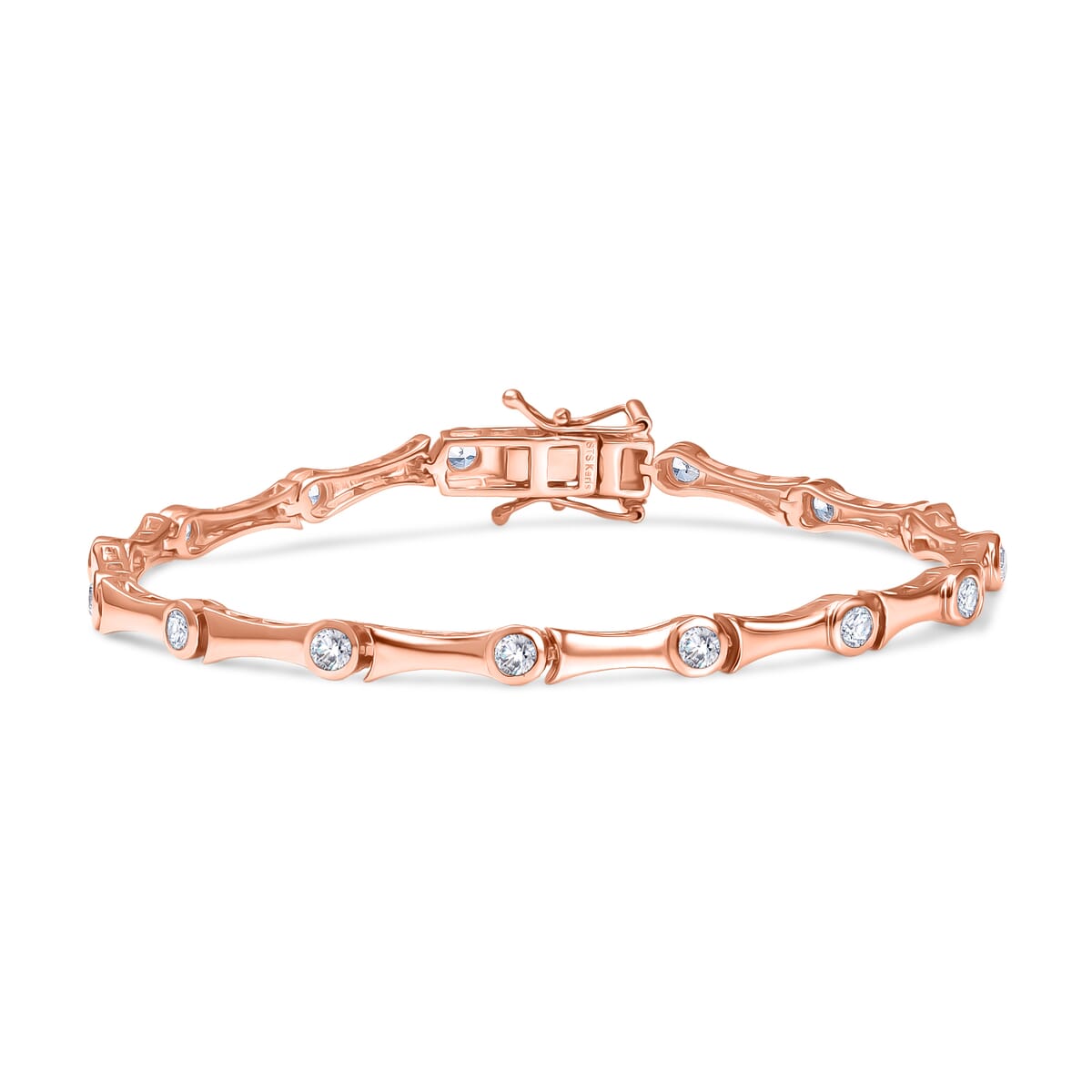 Karis White Zircon 2.60 ctw Bamboo Bracelet in 18K RG Plated (8.00 In) image number 0