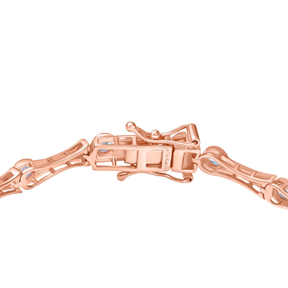Karis White Zircon 2.60 ctw Bamboo Bracelet in 18K RG Plated (8.00 In) image number 3