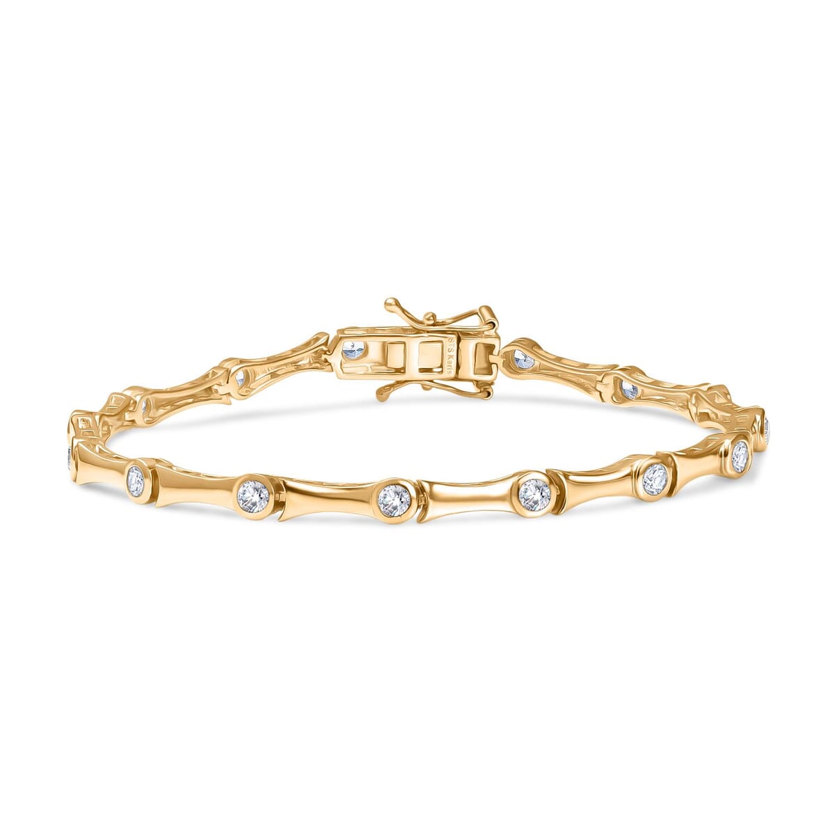 Karis White Zircon 2.60 ctw Bamboo Bracelet in 18K YG Plated (8.00 In) image number 0