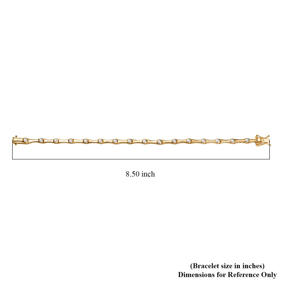 Karis White Zircon 2.60 ctw Bamboo Bracelet in 18K YG Plated (8.00 In) image number 4