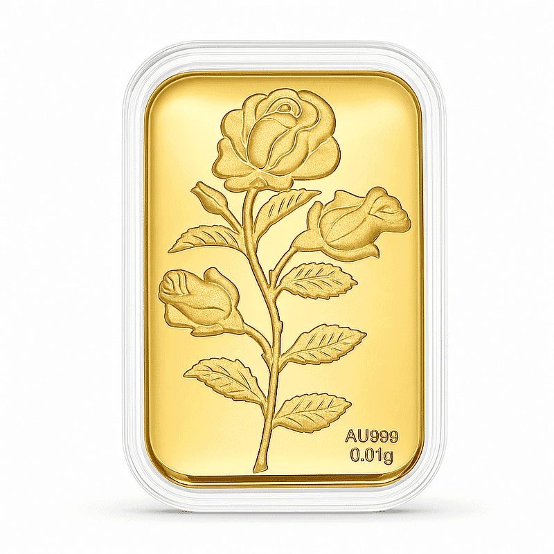 24K Golden Rose Flower Emboss Sheet 31x45.5mm 10mg