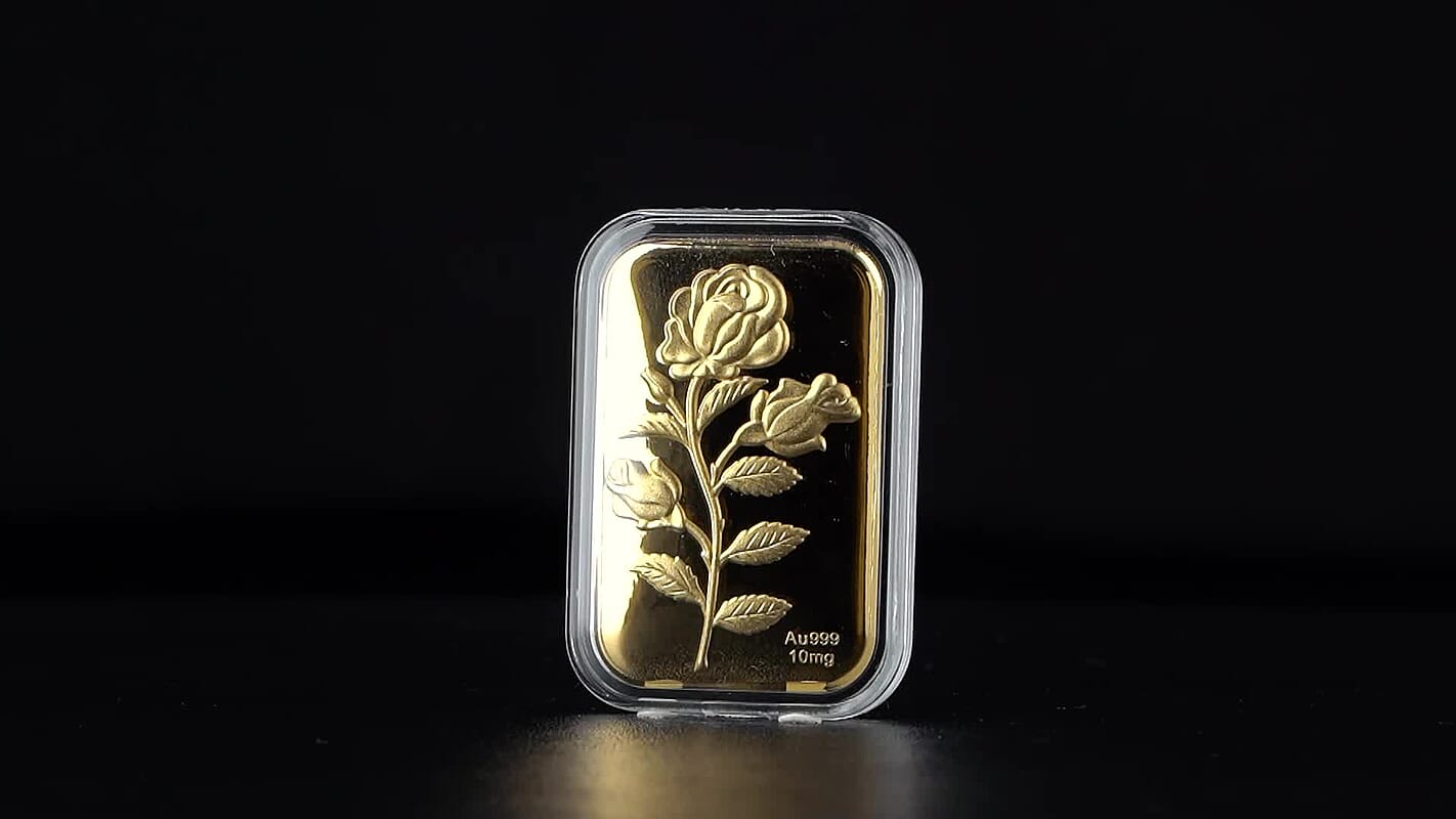 24K Golden Rose Flower Emboss Sheet 31x45.5mm 10mg (Del. in 10-12 Days)