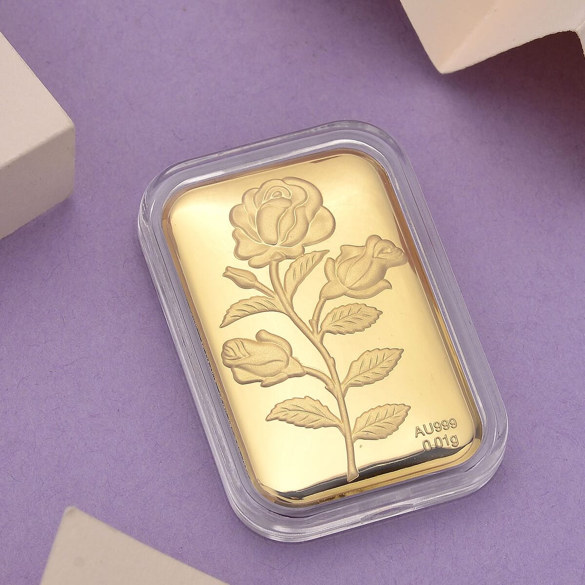 24K Golden Rose Flower Emboss Sheet 31x45.5mm 10mg image number 1