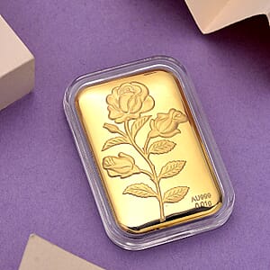 24K Golden Rose Flower Emboss Sheet 31x45.5mm 10mg