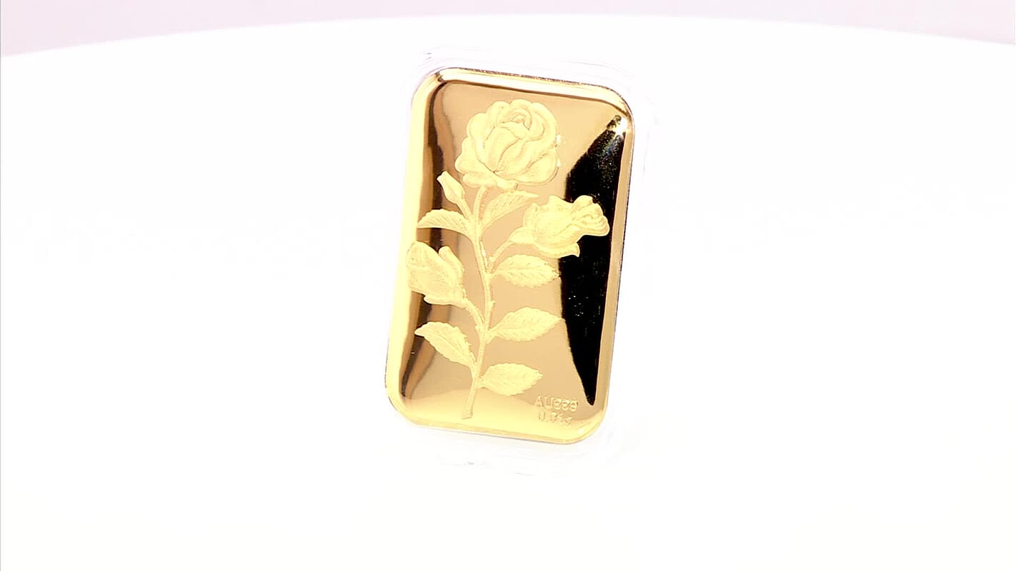 24K Golden Rose Flower Emboss Sheet 31x45.5mm 10mg (Del. in 10-12 Days)