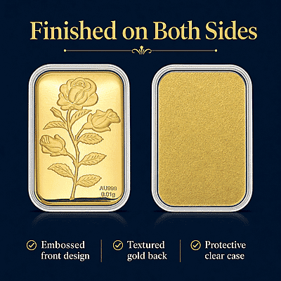 24K Golden Rose Flower Emboss Sheet 31x45.5mm 10mg