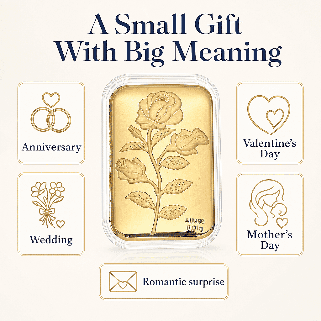 24K Golden Rose Flower Emboss Sheet 31x45.5mm 10mg (Del. in 10-12 Days) (Del. In 10-12 Days)
