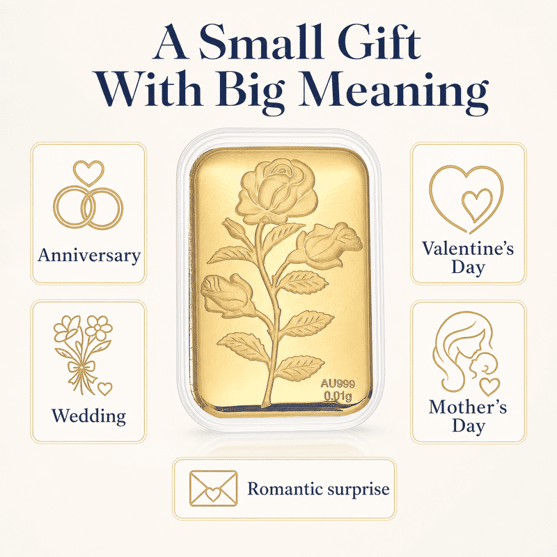 Doorbuster 24K Golden Rose Flower Emboss Sheet 31x45.5mm 10mg