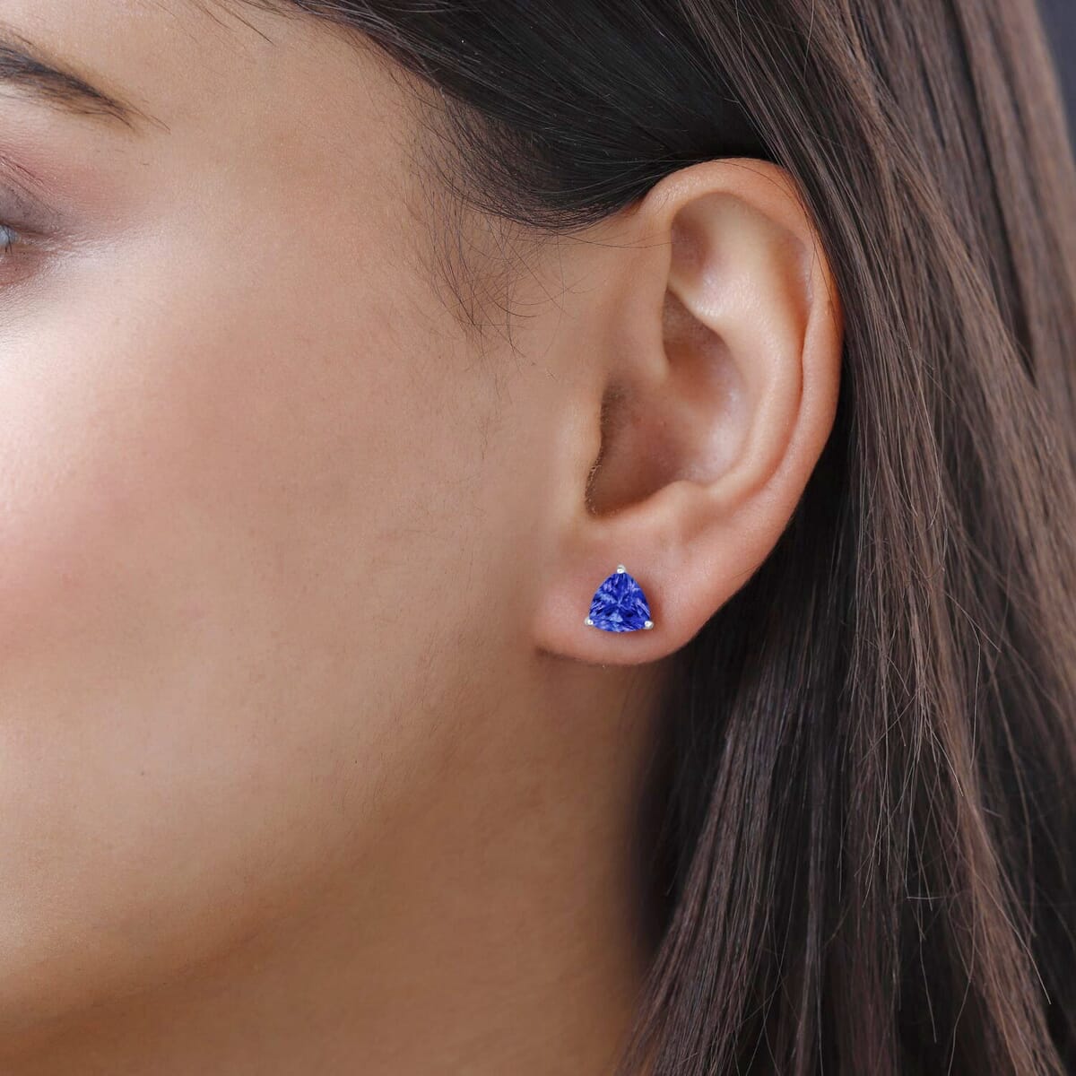 Rhapsody AAAA Tanzanite Solitaire 2.90 ctw Stud Earrings in 18K White Gold image number 1