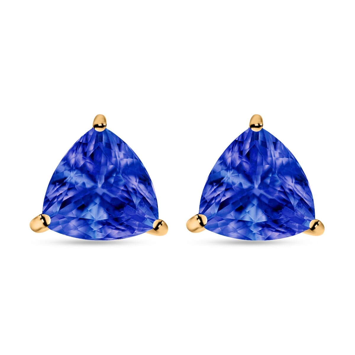 Rhapsody AAAA Tanzanite Solitaire 2.90 ctw Stud Earrings in 18K Yellow Gold image number 0