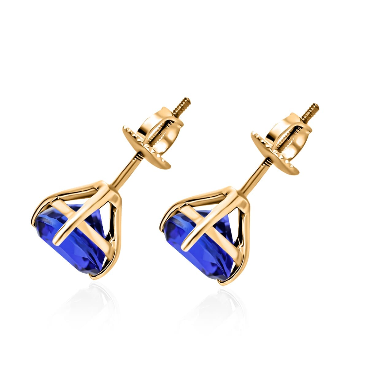 Rhapsody AAAA Tanzanite Solitaire 2.90 ctw Stud Earrings in 18K Yellow Gold image number 2