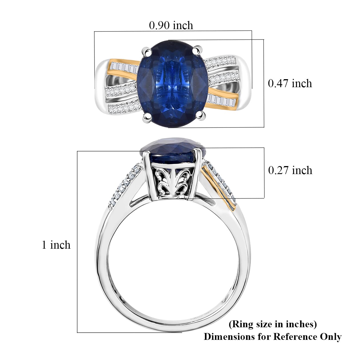 D'Joy Premium Nilamani and Diamond 4.80 ctw Celestial Radiance Ring in 18K Vermeil YG and Rhodium Over Sterling (Size 10.0) image number 5