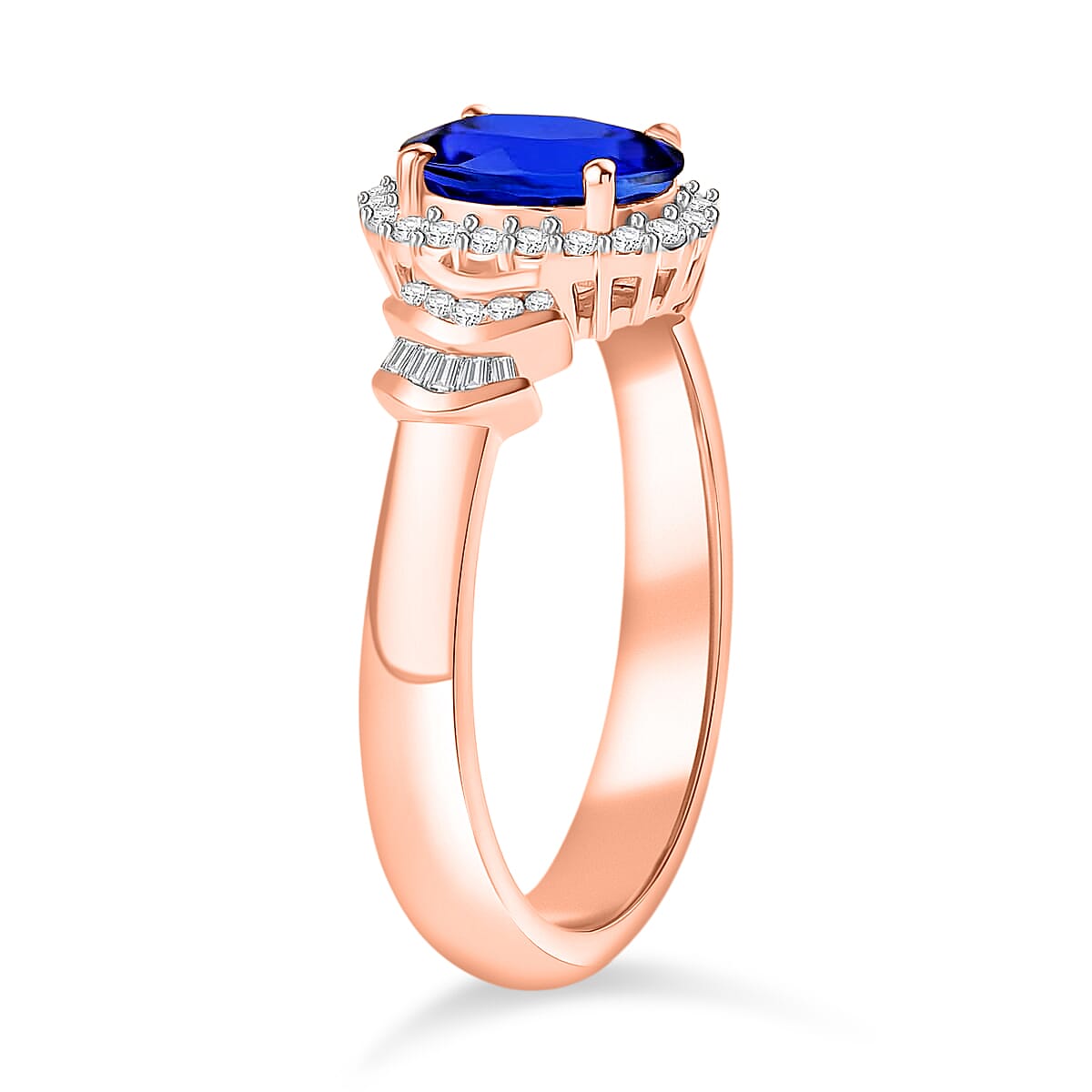 Rhapsody AAAA Tanzanite and E-F VS2 Diamond 1.60 ctw Ring in 18K Rose Gold (Size 6.5) 4.30 Grams (Del. in 10-12 Days) image number 3