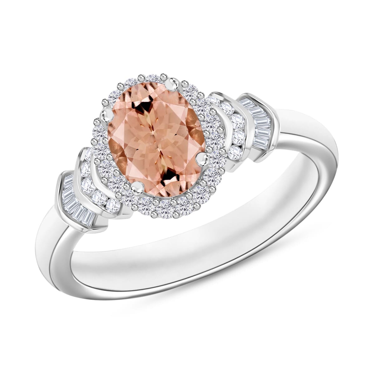 Rhapsody AAAA Pink Morganite and E-F VS2 Diamond 1.66 ctw Ring in 18K White Gold (Size 10.0) 4.30 Grams image number 0