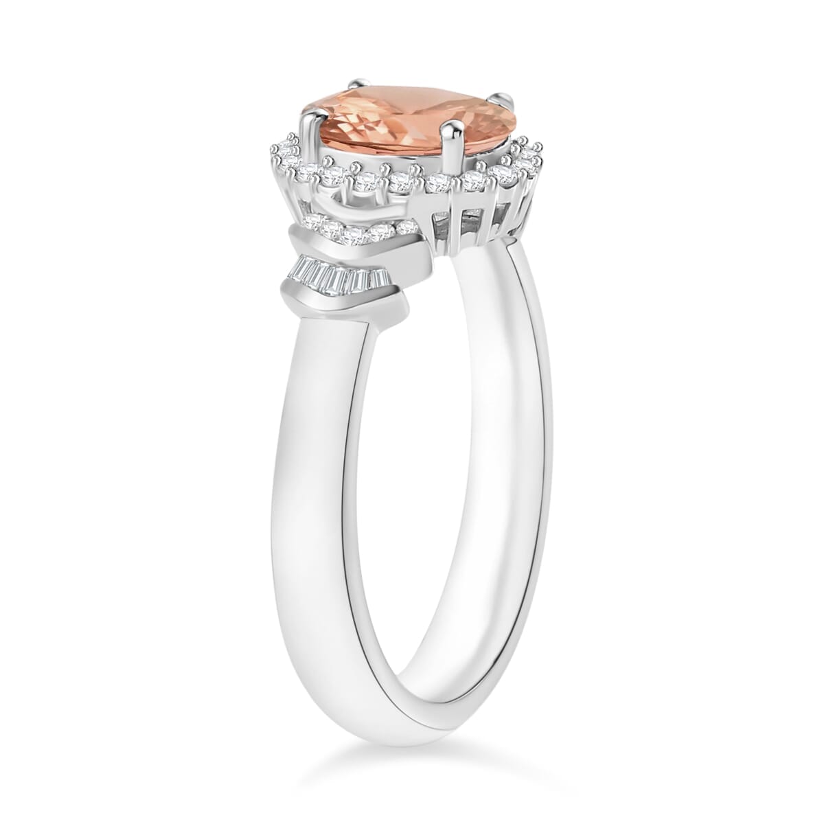 Rhapsody AAAA Pink Morganite and E-F VS2 Diamond 1.66 ctw Ring in 18K White Gold (Size 10.0) 4.30 Grams image number 2