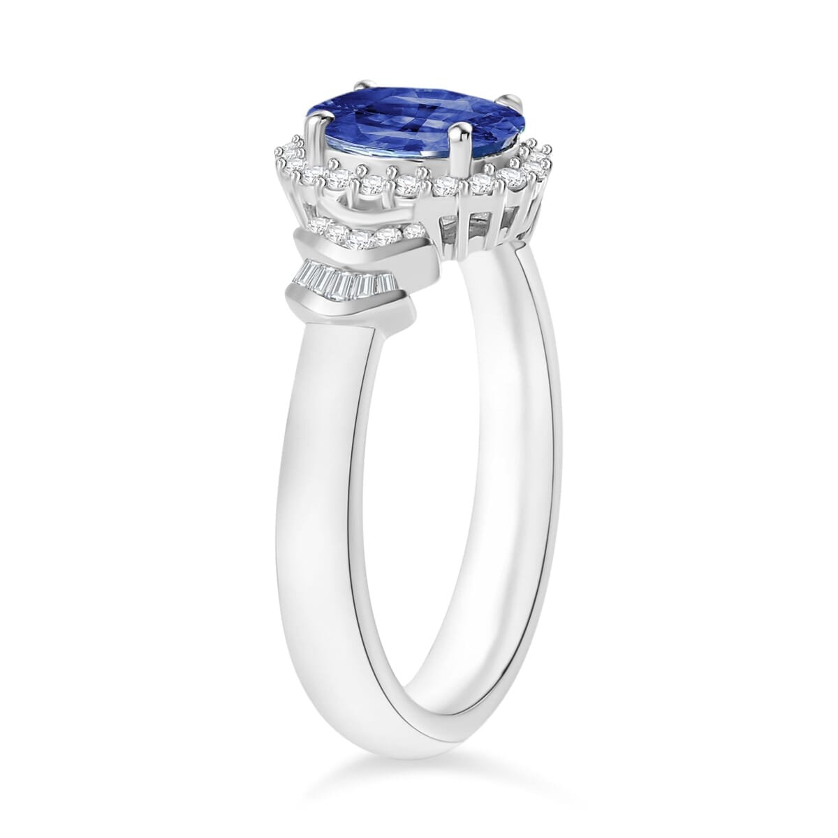 Rhapsody AAAA Ceylon Blue Sapphire and E-F VS2 Diamond 1.66 ctw Ring in 18K White Gold (Size 6.5) 4.30 Grams image number 2